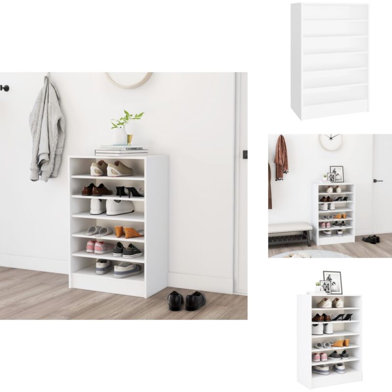Schuhschrank Weiß 60x35x92 cm Holzwerkstoff - Schuhschrank - Holzwerkstoff - Weißer Schuhschrank - Garderobe - Schrank Für Schuhe