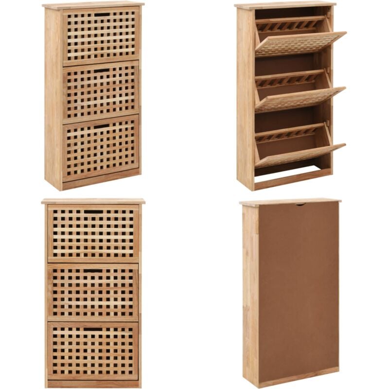 Schuhschrank 55 x 20 x 104 cm Walnuss Massivholz - Holz Schuhschrank - Walnuss Holzschoenschrank - Schuhschrank Flur - Schuhregal - Schuhorganisation