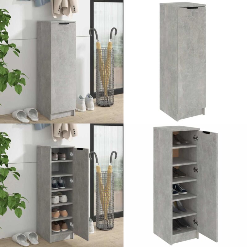 Vidaxl - Schuhschrank Betongrau 30x35x100 cm Holzwerkstoff - Schuhschrank - Holzwerkstoff - Betongrau - Garderobe - Einbauschrank - Home & Living