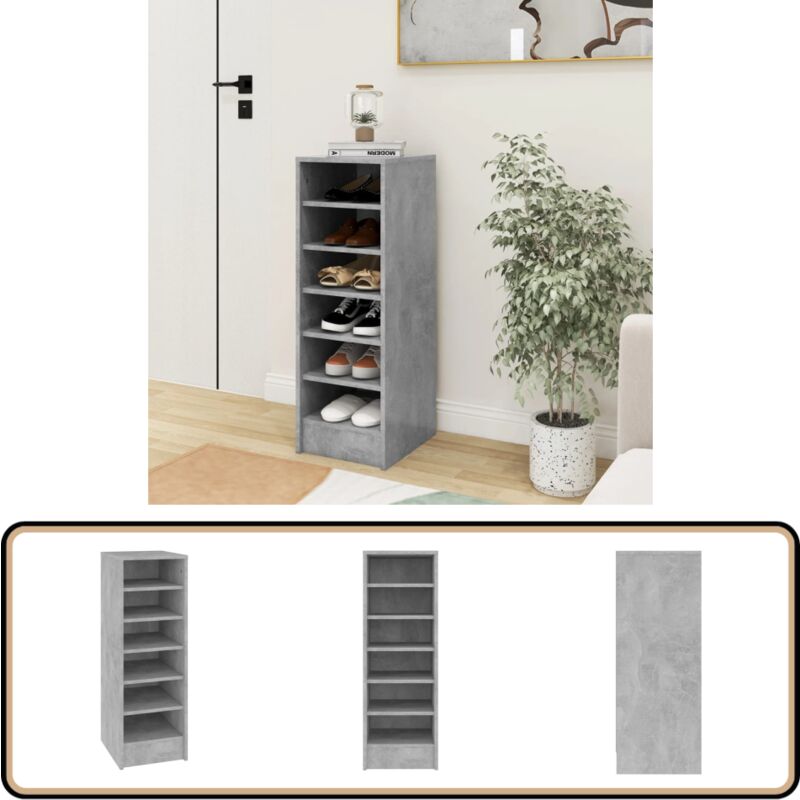 Vidaxl - Schuhschrank Betongrau 31,5x35x90 cm Holzwerkstoff - Schuhschrank - Holzwerkstoff - Betongrau - Garderobe - Schrank