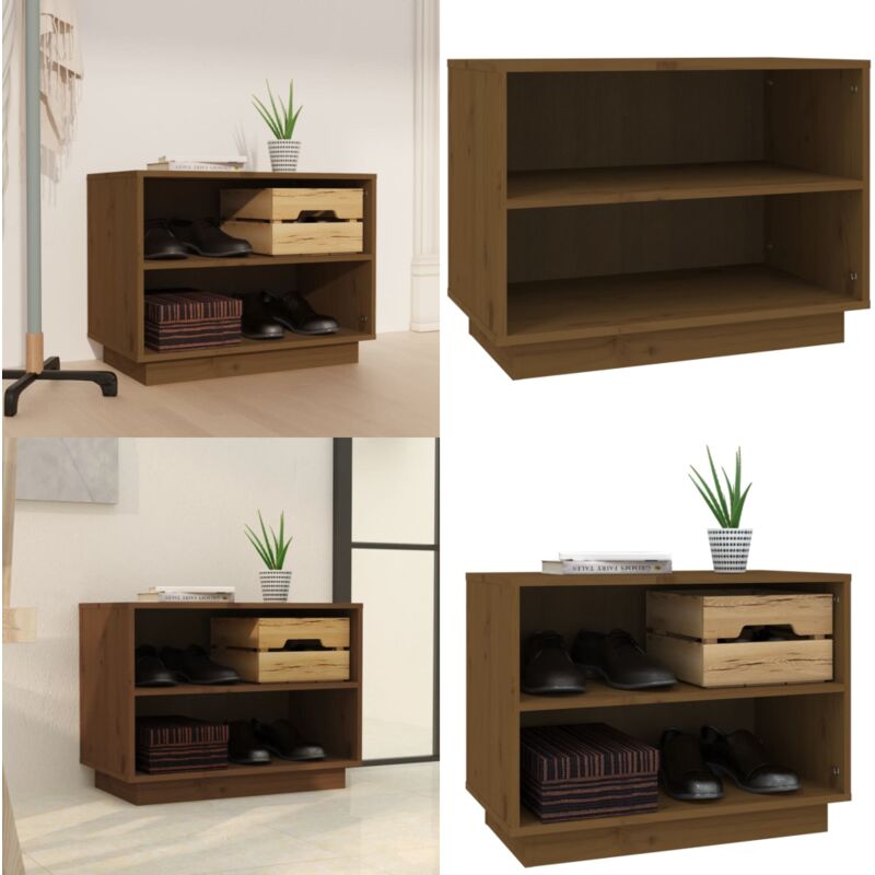Vidaxl - Schuhschrank Honigbraun 60x34x45 cm Massivholz Kiefer - Holz Schrank - Schuhschrank - Garderobe - Aufbewahrungsbox - Regal - Home & Living