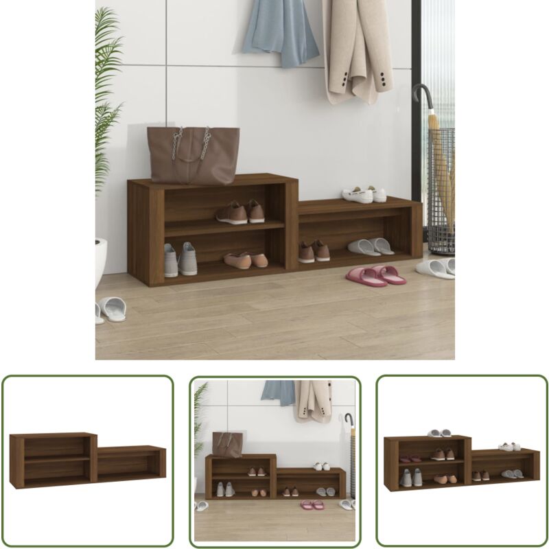 The Living Store Schuhschrank Braun Eichen-Optik 150x35x45 cm Holzwerkstoff - Schuhschrank - Holzwerkstoff - Flurmöbel - Schuhregal