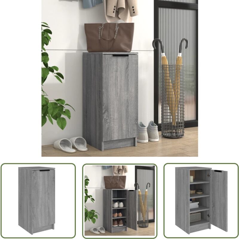 Jinlefu - The Living Store Schuhschrank Grau Sonoma 30x35x70 cm Holzwerkstoff - Schuhschrank - Holzwerkstoff - Grau - Garderobe - Einbauschrank