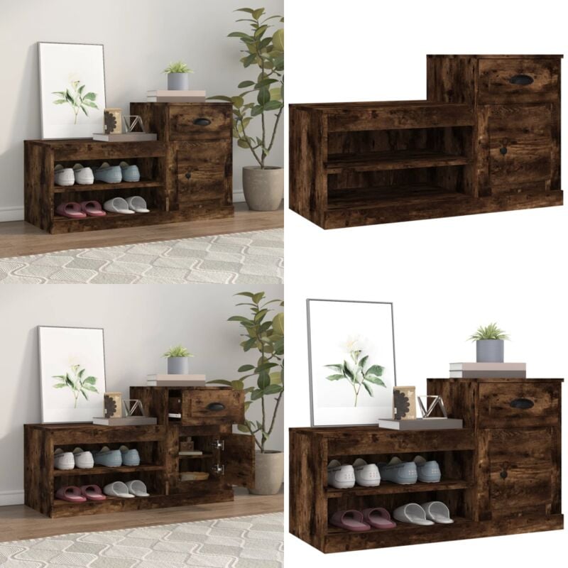 Vidaxl - Schuhschrank Räuchereiche 100x42x60 cm Holzwerkstoff - Schuhschrank - Holzwerkstoff - Regal - Garderobe - Aufbewahrung - Home & Living