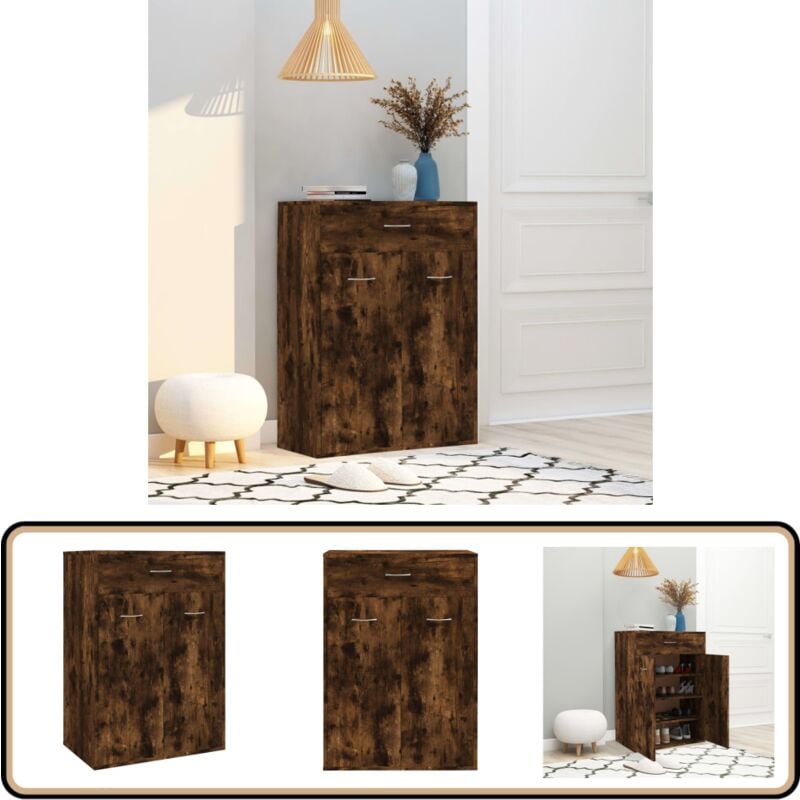 Schuhschrank Räuchereiche 60x35x84 cm Holzwerkstoff - Schuhschrank - Garderobe - Regal - Einbauschrank - Wohnraumorganisation