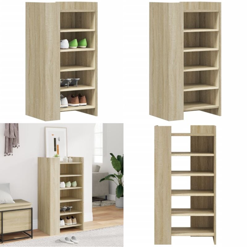 Schuhschrank Sonoma-Eiche 52x37,5x100 cm Holzwerkstoff - Schuhschrank - Holzwerkstoff - Schrank Für Schuhe - Garderobe - Aufbewahrungsraum - Home &