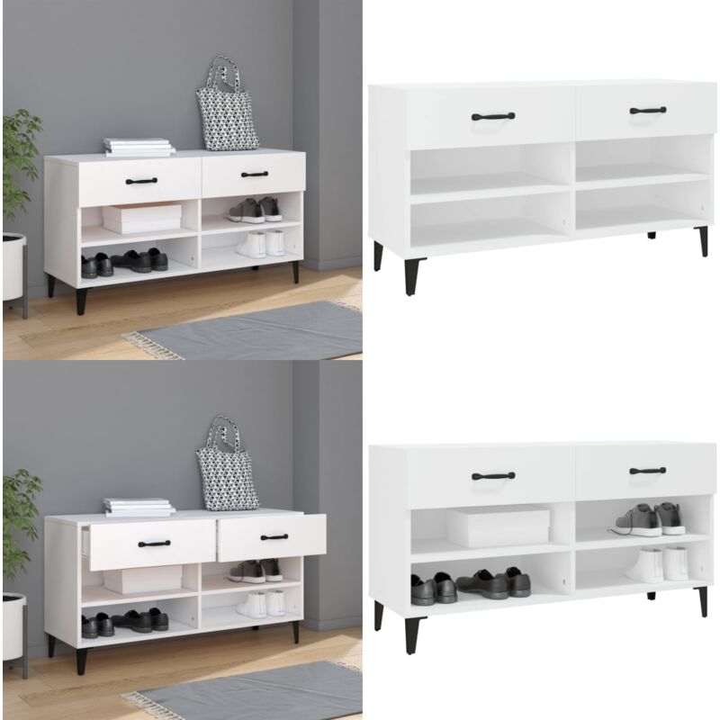 Vidaxl - Schuhschrank Weiß 102x35x55 cm Holzwerkstoff - Schuhschrank - Holzwerkstoff - Weißer Schrank - Garderobe - Aufbewahrung - Home & Living