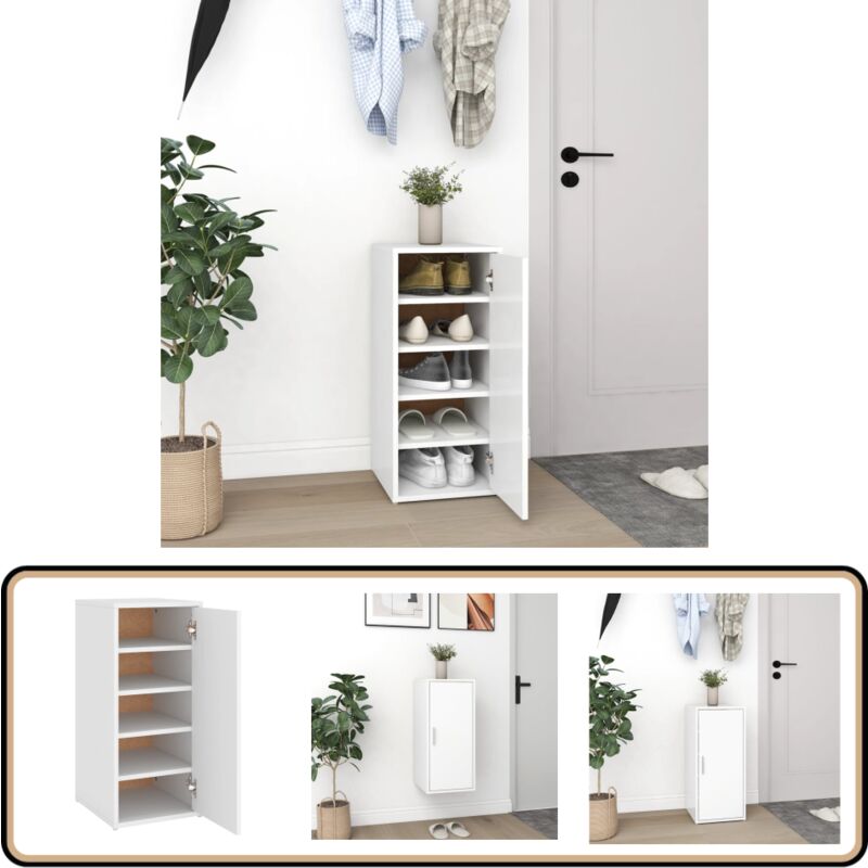 Vidaxl - Schuhschrank Weiß 32x35x70 cm Holzwerkstoff - Schuhschrank - Holzwerkstoff - Weißer Schuhschrank - Schuhorganisation - Garderobe
