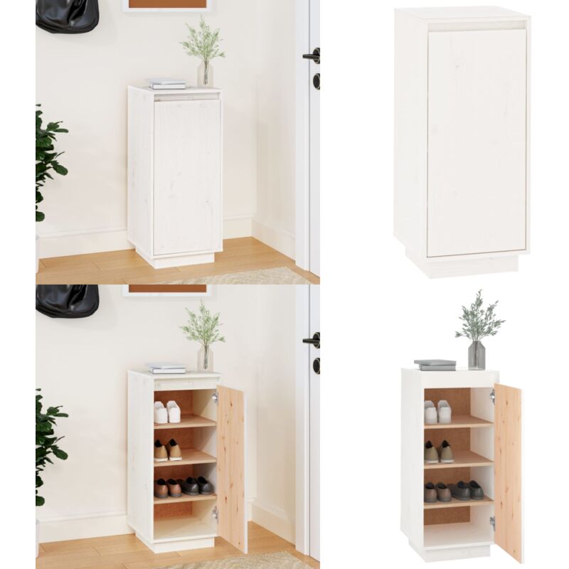 Vidaxl - Schuhschrank Weiß 35x35x80 cm Massivholz Kiefer - Holz Schrank - Schuhschrank - Kiefernholzmöbel - Garderobe - Einbauschrank - Home & Living
