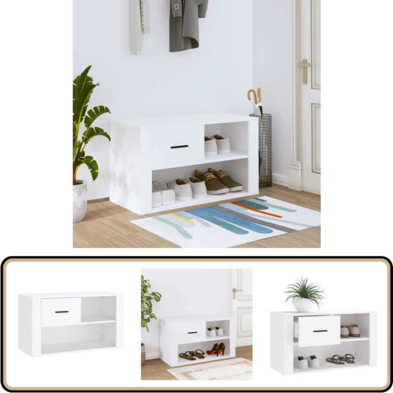 Vidaxl - Schuhschrank Weiß 80x35x45 cm Holzwerkstoff - Schuhschrank - Holzwerkstoff - Garderobe - Flurmöbel - Weiße Möbel