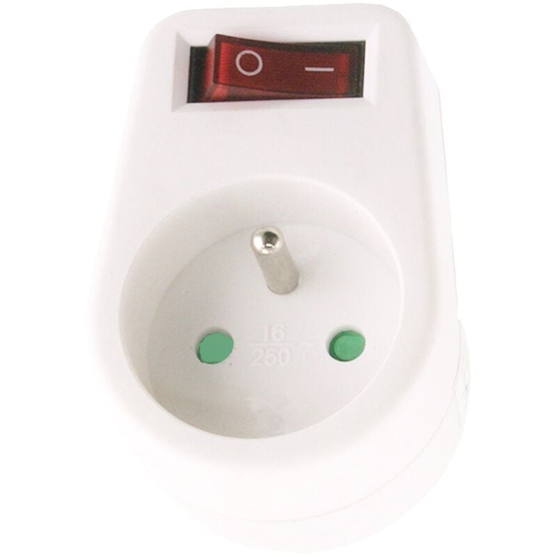 Schuko-Steckdose mit Schalter und Kontrollleuchte 16 A, Spannungswandler, kleiner Ein-Dreh-Schalter