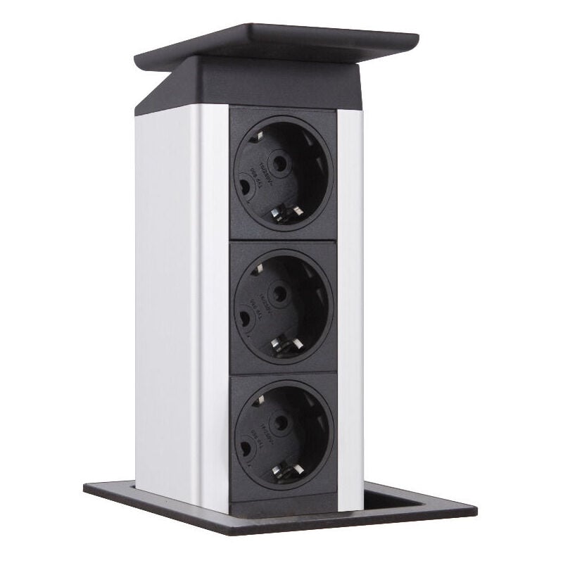 EVOline 3-Fach Steckdose Port Push Edelstahloptik mit Push-Funktion