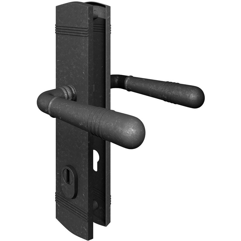 Ms Beschläge - Schutzbeschlag Grau Langschild pz Sicherheitsbeschlag Drücker / Drücker din 8/72