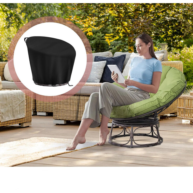 Schutzhülle für Papasan-Sessel, Rattan, wasserdicht, winddicht, strapazierfähig, für Hängesessel – Für Hängesessel – 119 x 89/46 cm
