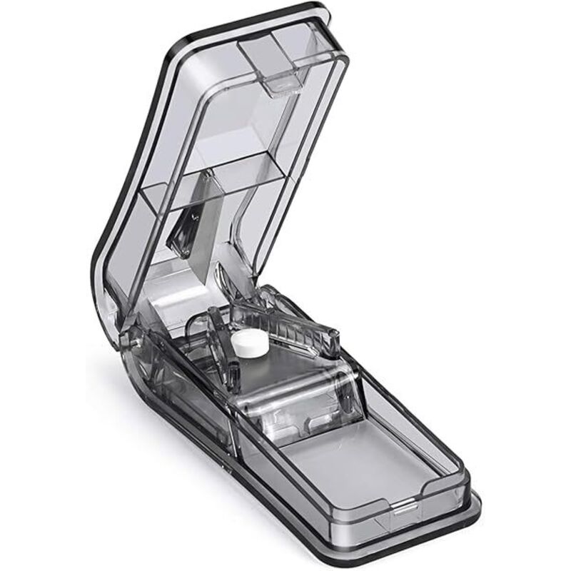 Schwarz, Pillenteiler zum Schneiden und Zerkleinern von kleinen und großen Tabletten, Tablettenteiler zum Teilen Ihrer Pillen und zum Transportieren