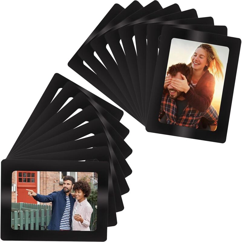 Schwarze magnetische Bilderrahmen für Kühlschränke (15er-Pack) – Für Fotos im Format 10 x 15 cm / 4 x 6 Zoll – Bilderrahmen zum Anbringen an