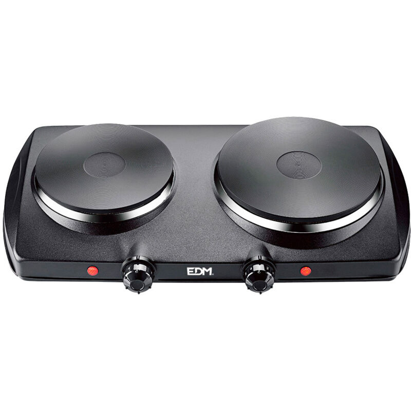 ELEKTRISCHE SCHWARZE KÜCHE 1400W 2 HERDE CE/A13 46,5x26x8,5cm EDM