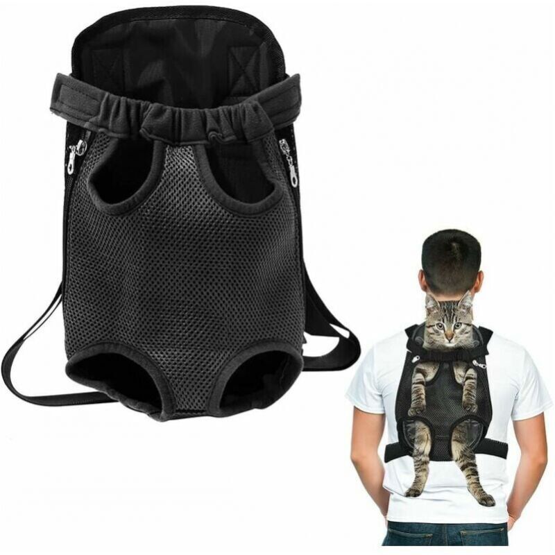 Schwarzer Fronttrage-Rucksack für kleine und mittelgroße Hunde, Hunde-Fronttrage-Rucksack, Haustier-Reisezubehörtasche, tragbarer