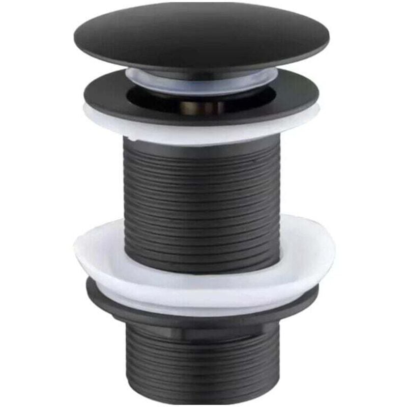 Bonde de Lavabo Noir Sans Trop Plein, Bonde de Lavabo Pop Up Noir Universelle, Bonde de Vidage Sans Trop Plein, Bonde de Vidange Sans Trop Plein,