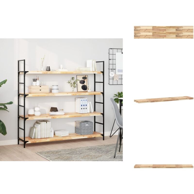 Schweberegal 140x30x4 cm Massivholz Akazie Unbehandelt - Wandregal - Holzkasten - Akzidenz - Dekorationselement - Möbelstück