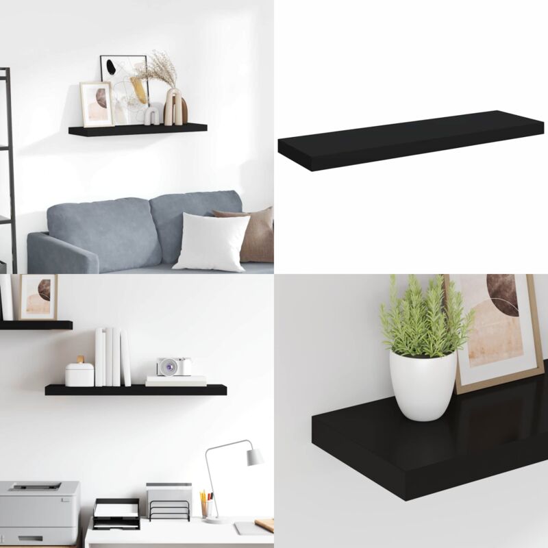 Schweberegal Schwarz 80x23,5x3,8 cm mdf - Schweberegal - Wandregal - Schwarzes Regal - Minimalistisches Regal - Modernes Regal - Home & Living