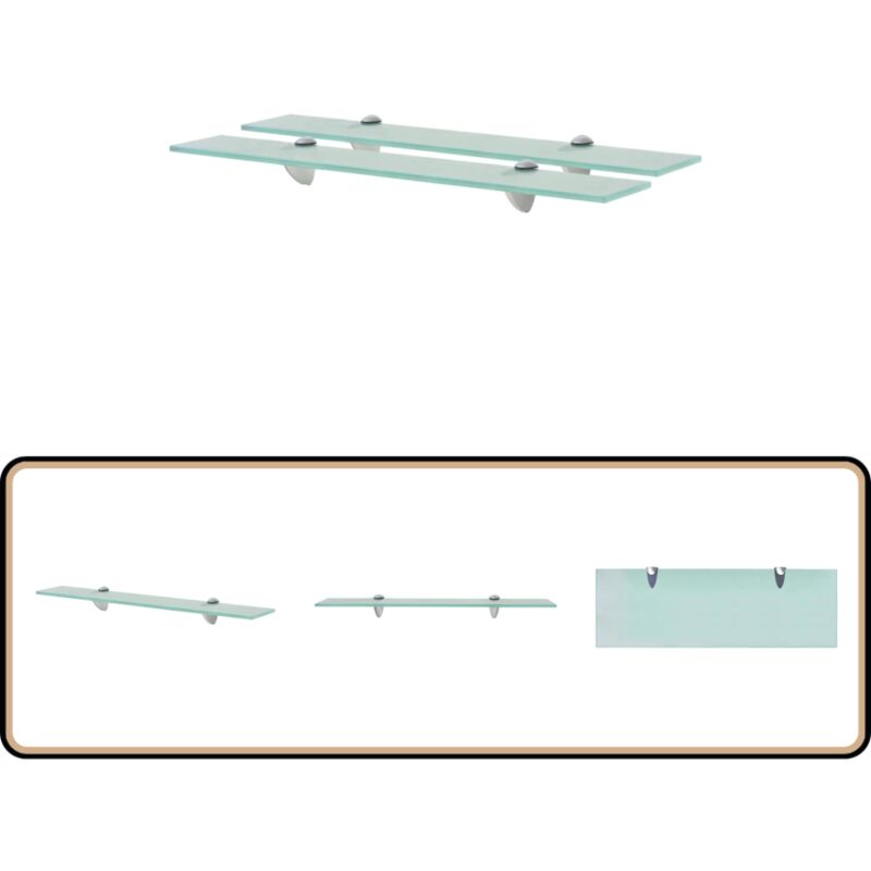 Schweberegale 2 Stk. Glas 60x20 cm 8 mm - Wandregal - Glasregal - Badezimmerregal - Dekoratives Regal - Modernes Regal
