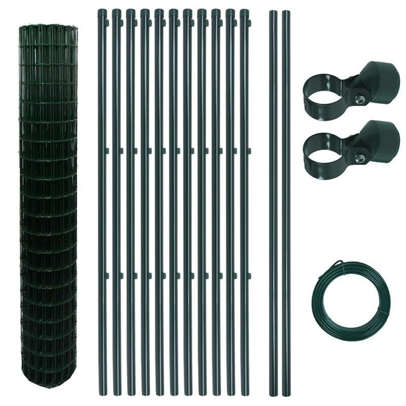 Schweißgitterzaun Komplettset 1,5 x 25m Zaunset Gartenzaun Zaun mit Pfosten Set