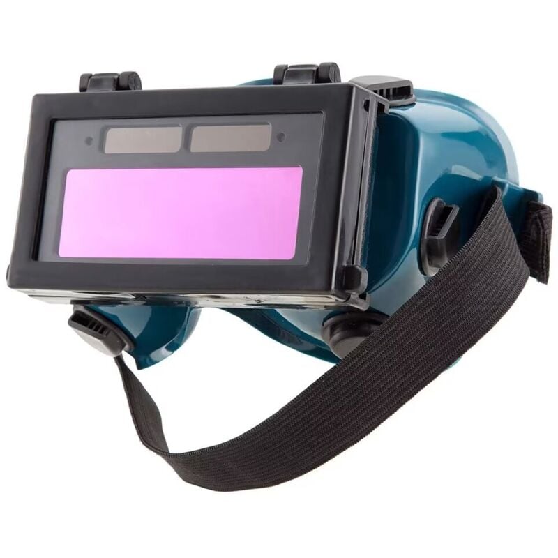 Schweißmaske, Schutzbrille, lcd, Solarbatterie, automatische Verdunkelung/Abdunkelung, Augenschutzbrille zum Schweißen mit Band (Dunkelblau)