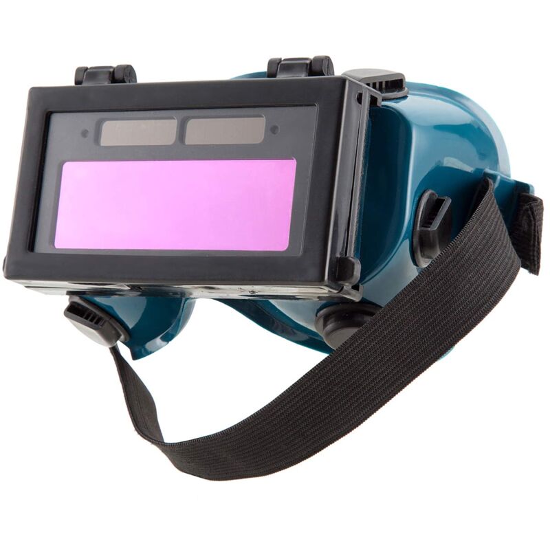 Schweißmaskenbrille, LCD-Solarbatterie, automatische Verdunkelung/Verdunkelung, Augenschutzbrille zum Schweißen mit Band (grün)