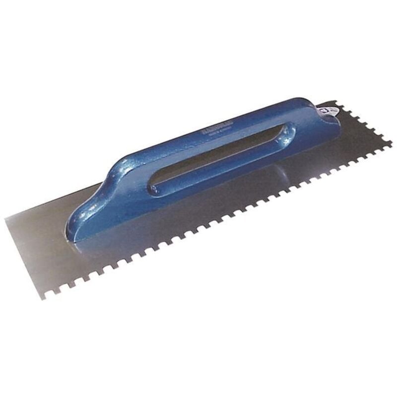 Schweizer Glättekelle Länge 500 mm Breite 130 mm Buchenholzgriff Zahnung 10x10 mm rostfreier Edelstahl