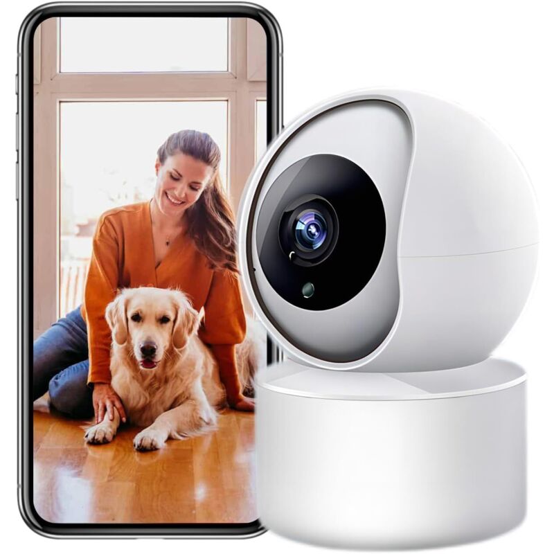 Schwenk- und neigbare Dome-Kamera, 3-MP-Babyphone mit Smartphone-App, Nachtsicht, App-Benachrichtigungen, geeignet für den Innenbereich