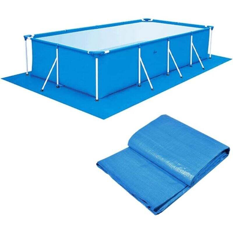 Schwimmbad-Bodenplane, Schutzmatte für oberirdische Pools, blau, wasserdicht, faltbar, Poolbodenschutz für rechteckige und runde Pools (445 x 254 cm)