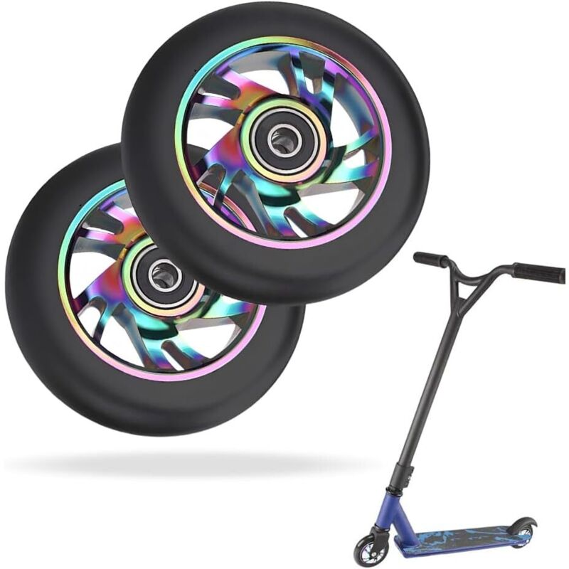 Scooter-Räder, 2 Stück Freestyle-Scooter-Räder, Pro Stunt Scooter-Räder 100 mm mit ABEC 9 Kugellagern, Scooter-Ersatzräder für die meisten Scooter