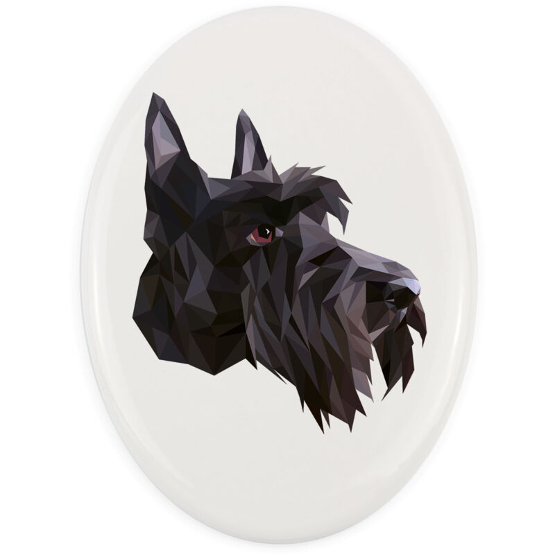 Scottish Terrier, Aberdeen Terrier - Teller mit Foto und geometrischer Aufschrift von Art-Dog