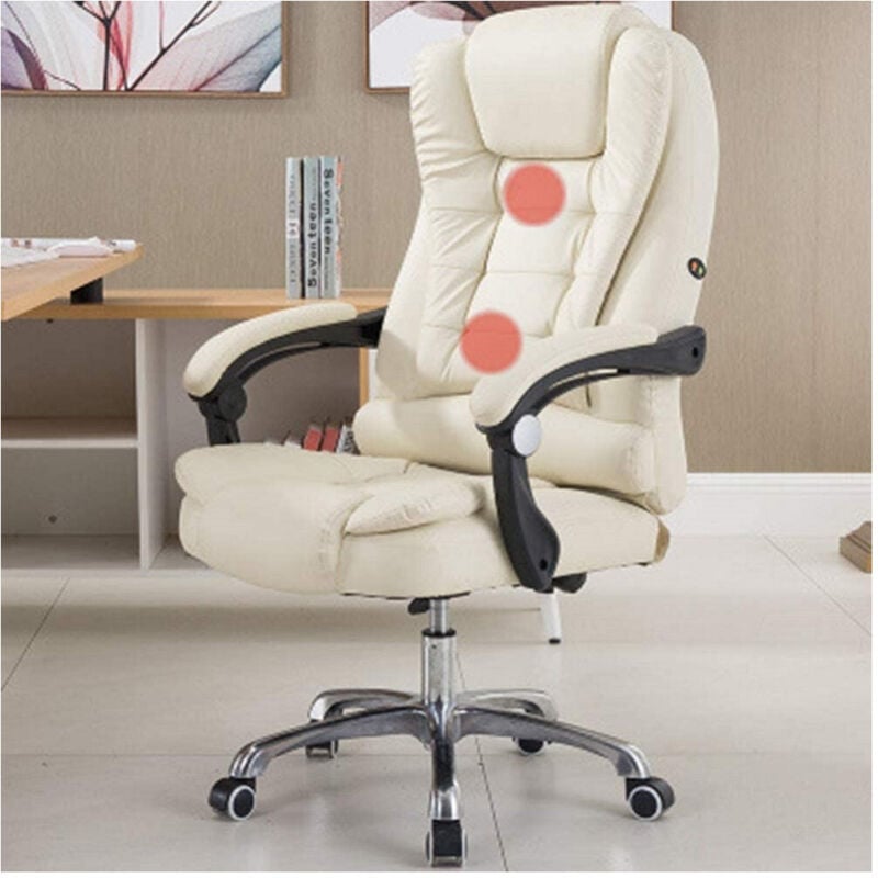 Trade Shop Traesio - Trade Shop - Bürostuhl Drehstuhl Spiel Fußstütze Liege Schreibtisch weiß Leder -