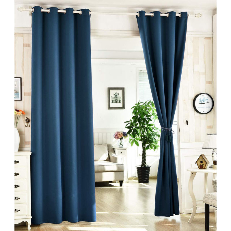 Vorhänge mit blickdicht & Ösen im 3 Farben dunkelblau 135x225 cm - Woltu