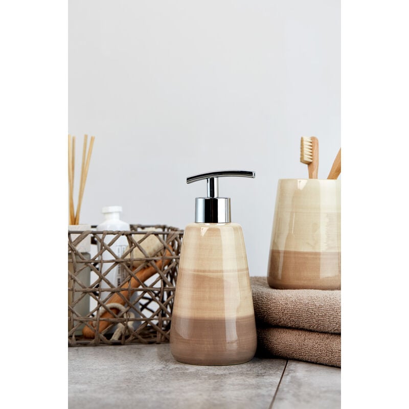 Wenko - Seifenspender Pottery Sand Keramik, 360 ml, Beige, Keramik beige - beige