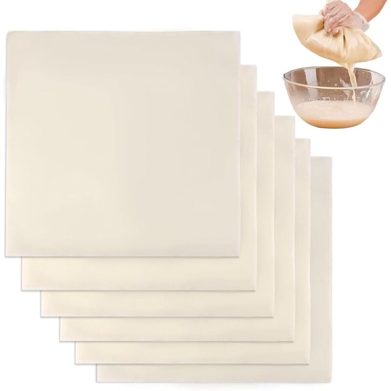 Bluedeer - Seihtuch 6 Stück, 50 x 50 cm, Seihtuch, Passiertuch, Wiederverwendbar, für selbstgemachten Käse, Nussmilch, Beeren, Fruchtsaft und