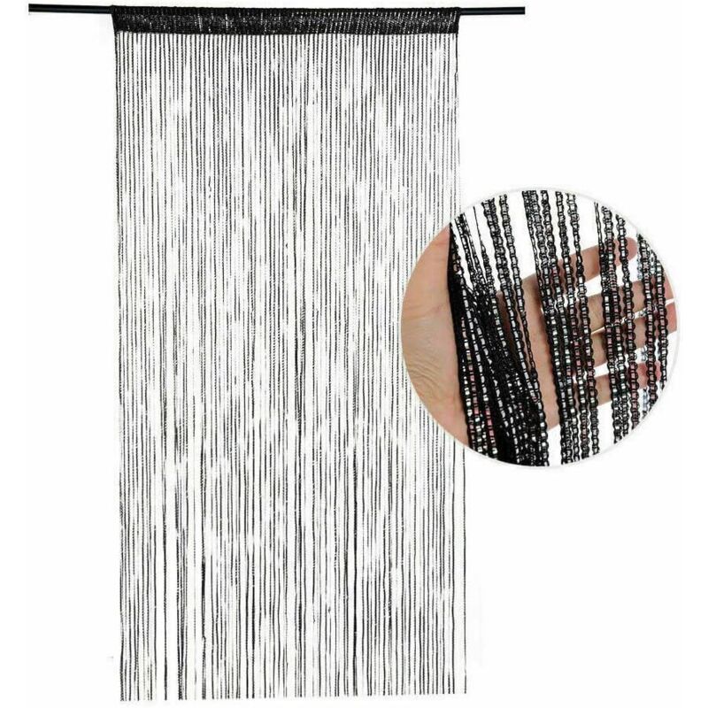 Seil-Türvorhang, 200 × 100 cm Fliegengitter-Türvorhang, Fadenvorhang, Fensterdekoration, Raumteiler, Pailletten für Tür, Wand, Fenster