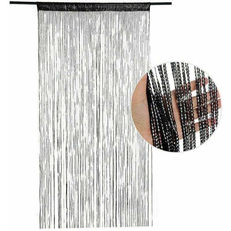 Seil-Türvorhang, 200×100 cm, Fliegenschutz-Türvorhang, Fadenvorhang, Fensterdekoration, Raumteiler, Pailletten für Tür, Wand, Fenster