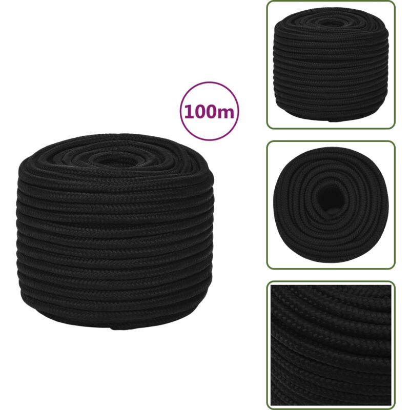 Vidaxl - Arbeitsseil Schwarz 14 mm 100 m Polyester - Arbeitseil - Polyester Seil - Schnur - Baumarkt - Gartenseil