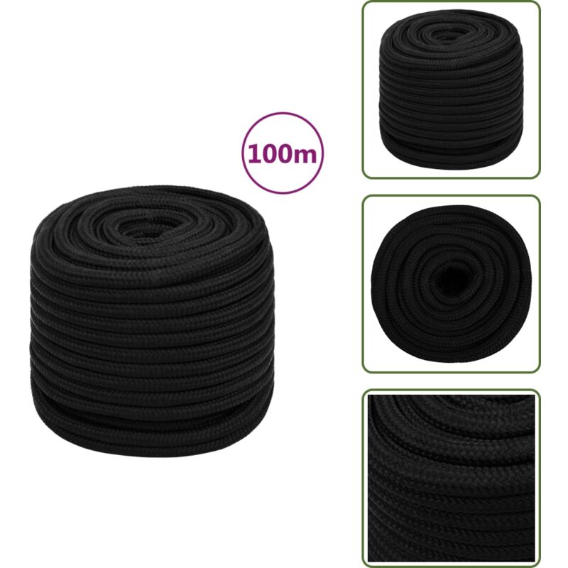 Vidaxl - Arbeitsseil Schwarz 16 mm 100 m Polyester - Arbeitseil - Polyester Seil - Schnur - Baumarkt - Gartenseil