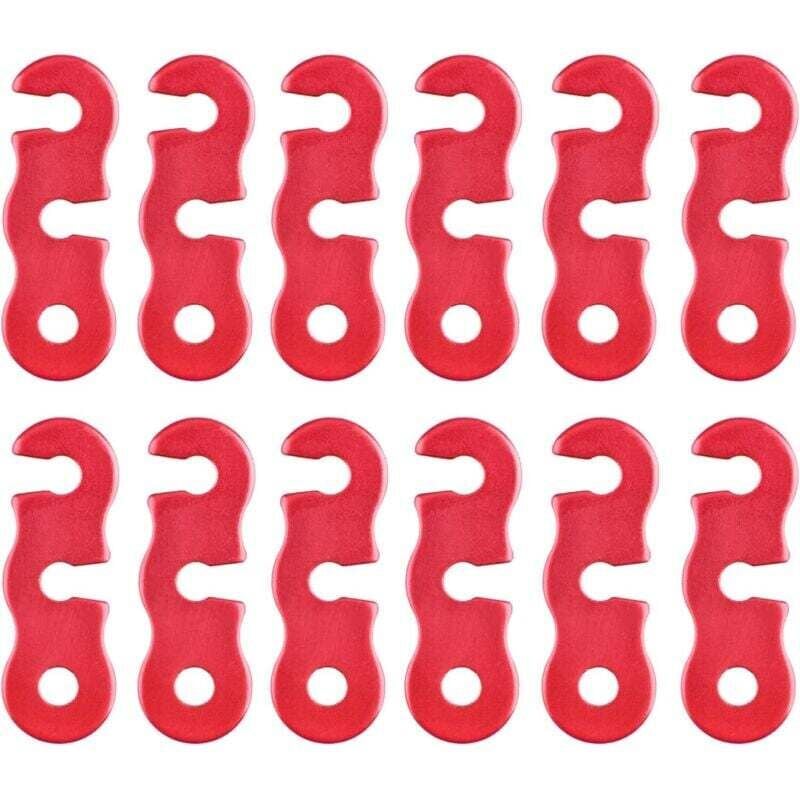 Seilspanner aus Aluminiumlegierung für Camping, Zelte, Planen und Wanderungen (Rot - 12 Stück)