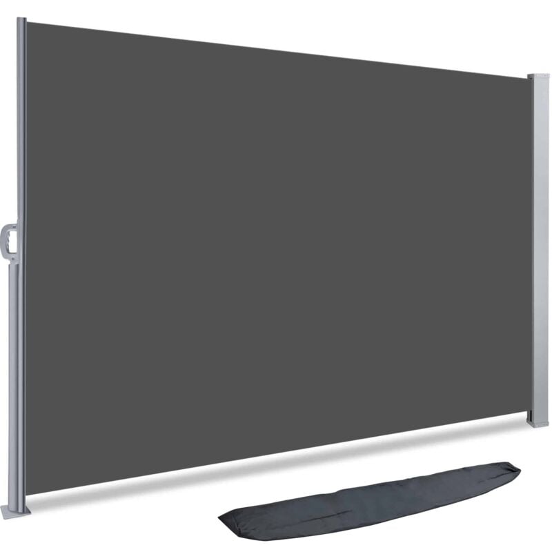 VOUNOT® Seitenmarkise Ausziehbar, Sichtschutz, 140 x 300 cm, Seitenrollo Markise Sichtschutz für Balkon Terrasse, Grau