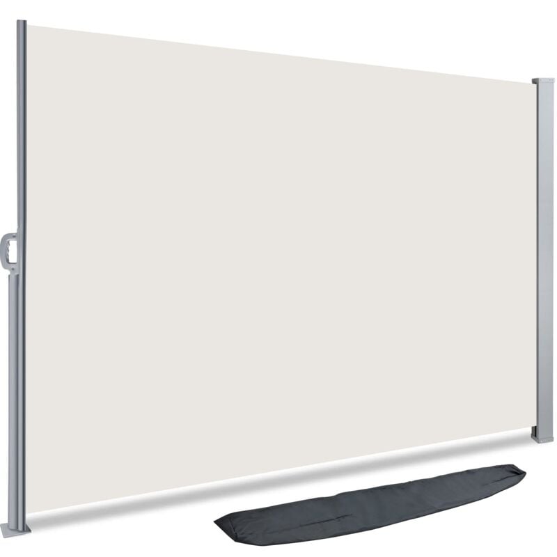 Seitenmarkise Ausziehbar, Sichtschutz, 160 x 300 cm, Seitenrollo Markise Sichtschutz für Balkon Terrasse, Beige - Vounot
