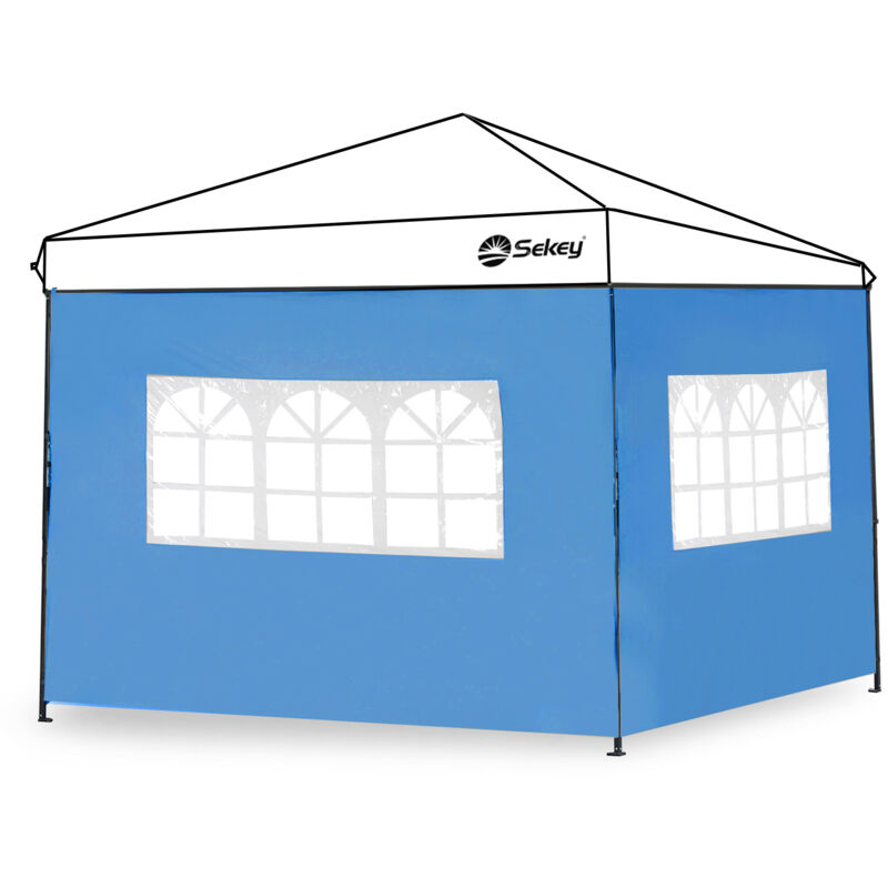 Sekey 2 Seitenteile Seitenwände für Pavillon 3×3m Wasserdicht für Festzelt, Partyzelt, 2 Fenster, Blau