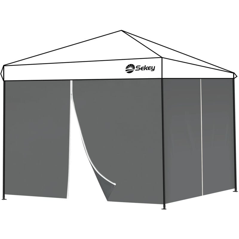 Sekey 2 Seitenteile Seitenwände für Pavillon 3×3m Wasserdicht für Festzelt, Partyzelt, 1Fenster, Grau