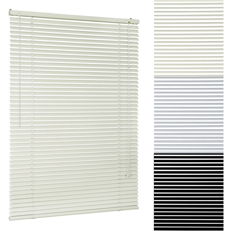 Alu Jalousie ohne Bohren Klemmfix Jalousette freihängend - 25mm Alu-Lamellen, Creme, 80 x 220 cm - Sekey
