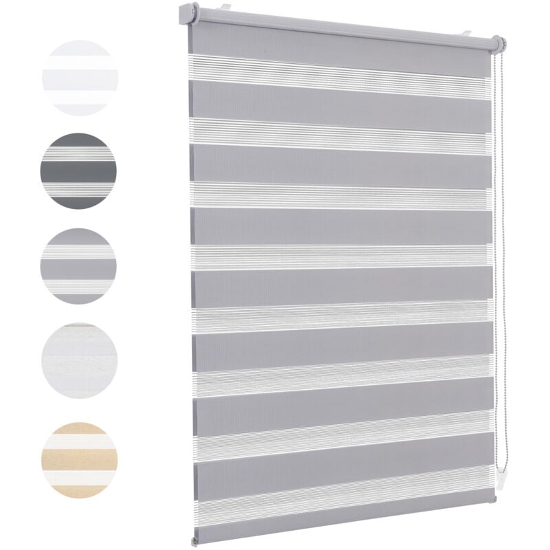 Doppelrollo 90x120cm Grau Duo Rollo Klemmfix ohne Bohren Zebrarollo Fensterrollo Klemmrollo Seitenzugrollo Rollos Jalousie Faltrollo für Fenster und