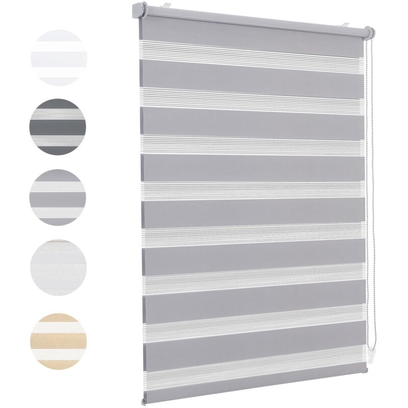 Sekey Doppelrollo 70x130cm Grau Duo Rollo Klemmfix ohne Bohren Zebrarollo Fensterrollo Klemmrollo Seitenzugrollo Rollos Jalousie Faltrollo für